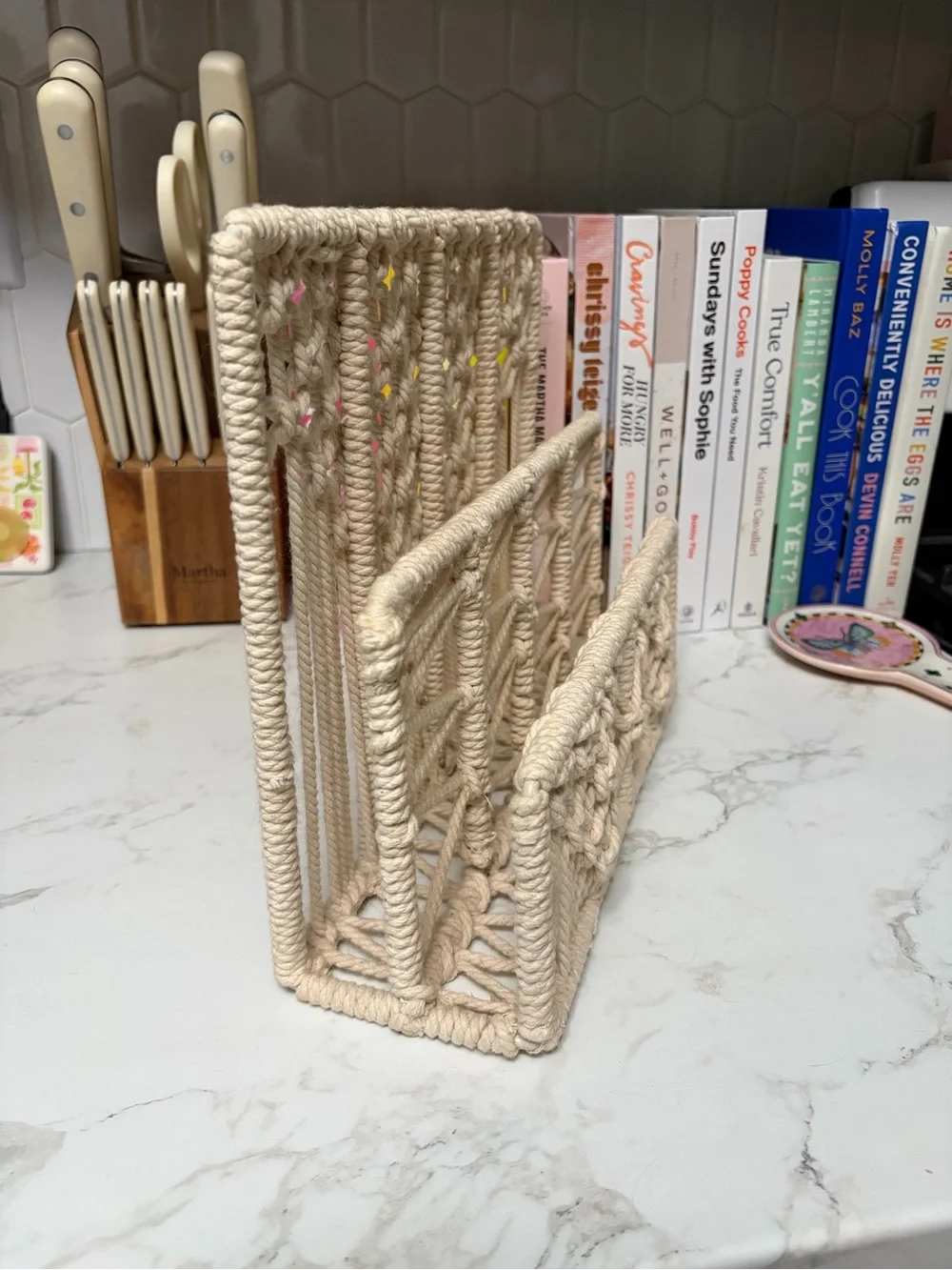 Handwoven Macrame letter/mail Organizer - Natural Cotton